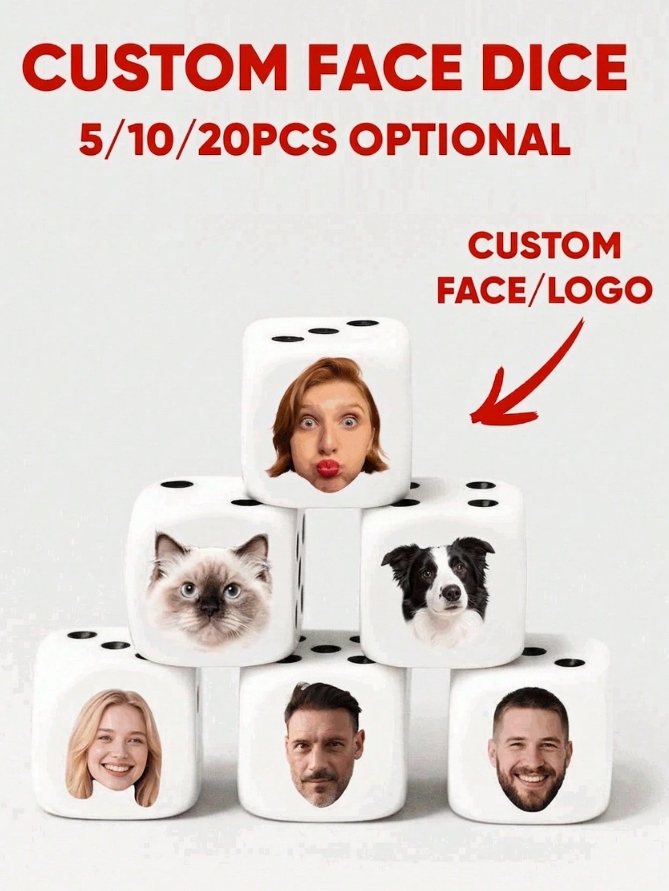 Party Games Graduation - Personalisierte Würfel mit Gesichtsdruck, Lustige Spielwürfel,