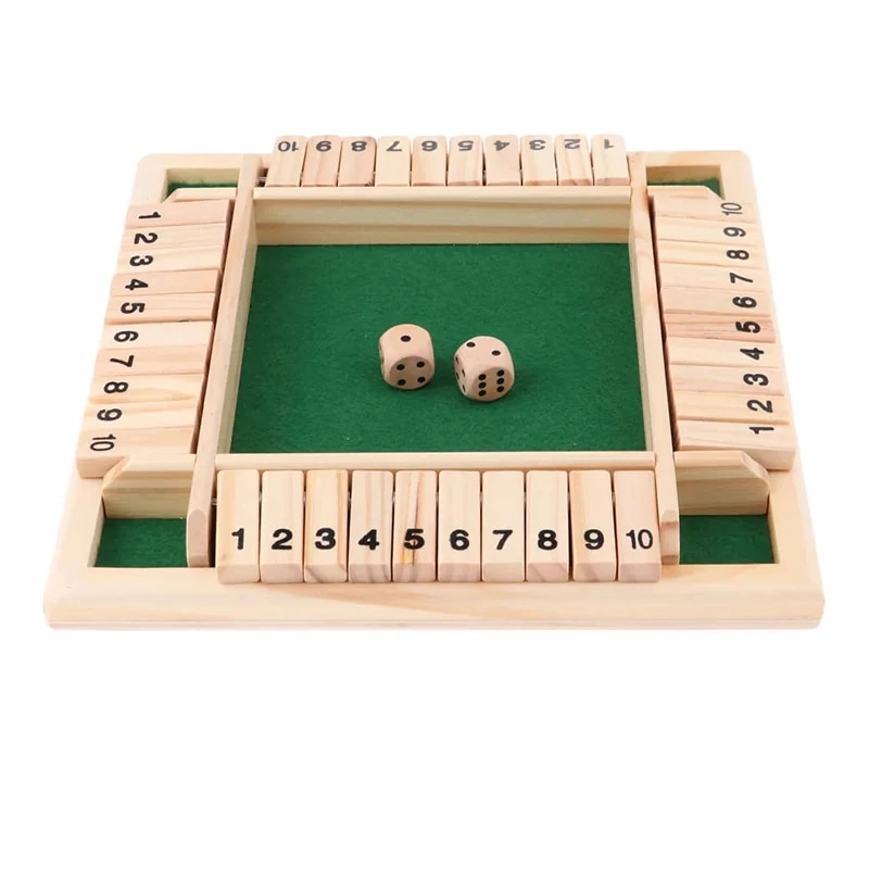 Party Games App - Deluxe vierseitiges 10-Zahlen-Brettspiel-Set „Shut The Box“,